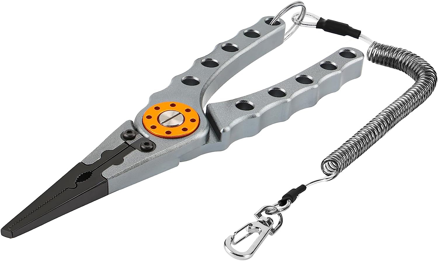 X1 Aluminum Fishing Pliers Saltwater, Surf Fishing Tackle Kit, Fishing Multitool Hook Remover Braided Fishing Line Cutting and Split Ring with Coiled Lanyard and Sheath